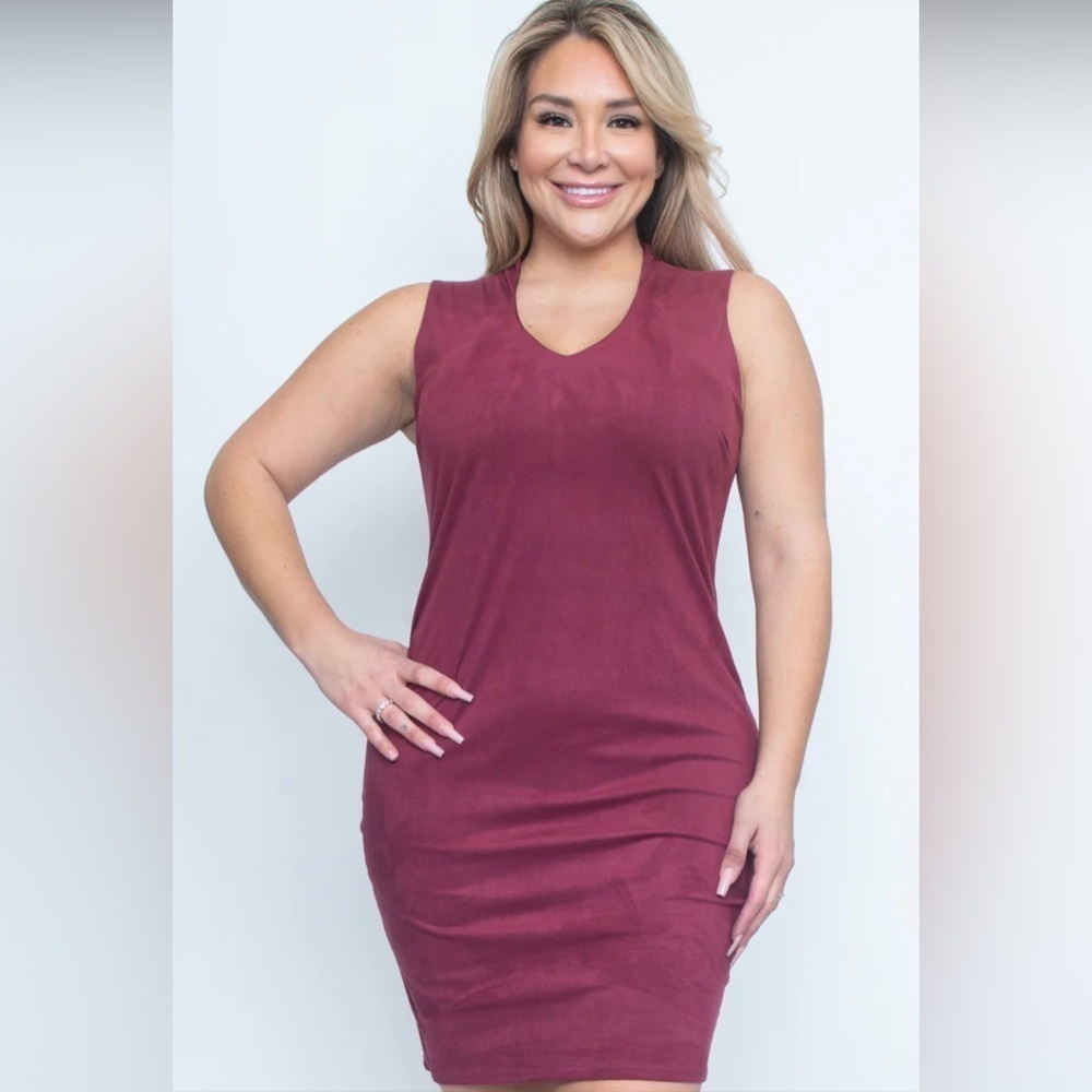 Simple sheath dress in a stretch, micro suede